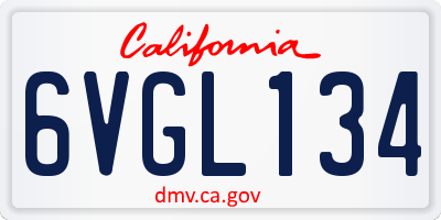 CA license plate 6VGL134