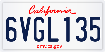 CA license plate 6VGL135