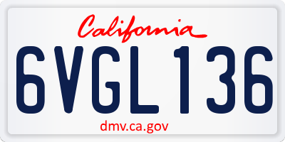 CA license plate 6VGL136