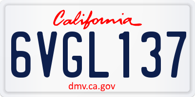 CA license plate 6VGL137