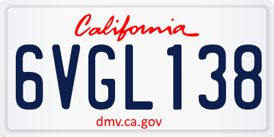 CA license plate 6VGL138