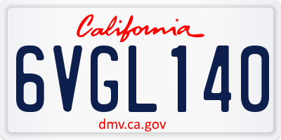 CA license plate 6VGL140
