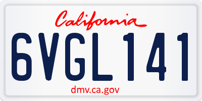 CA license plate 6VGL141