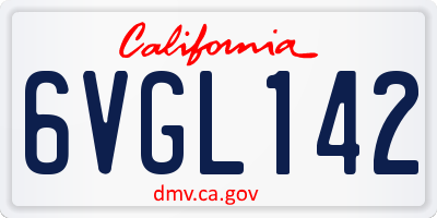 CA license plate 6VGL142