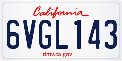 CA license plate 6VGL143