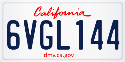 CA license plate 6VGL144