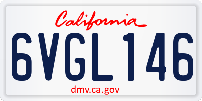CA license plate 6VGL146