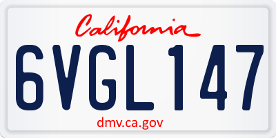 CA license plate 6VGL147