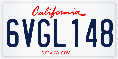 CA license plate 6VGL148