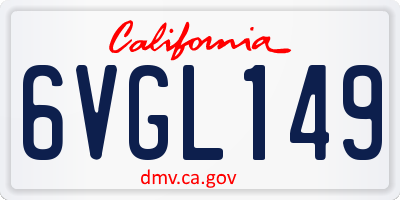 CA license plate 6VGL149