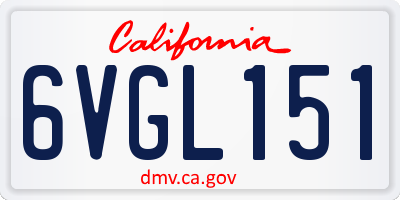 CA license plate 6VGL151