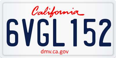 CA license plate 6VGL152