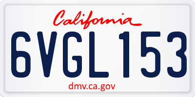 CA license plate 6VGL153