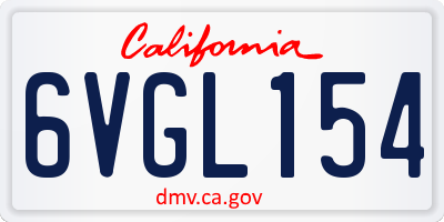 CA license plate 6VGL154