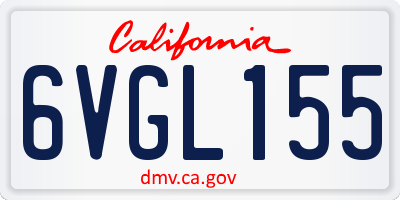 CA license plate 6VGL155