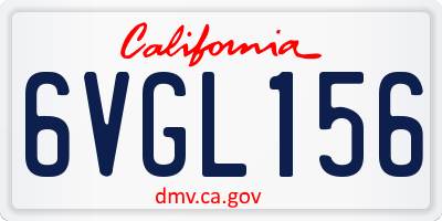 CA license plate 6VGL156
