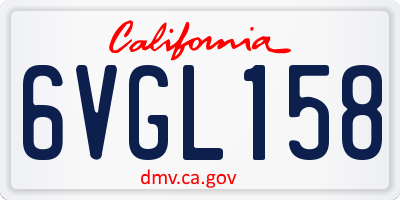 CA license plate 6VGL158