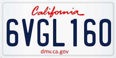CA license plate 6VGL160