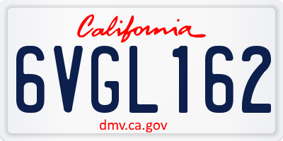 CA license plate 6VGL162
