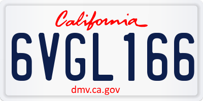 CA license plate 6VGL166