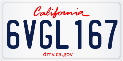 CA license plate 6VGL167