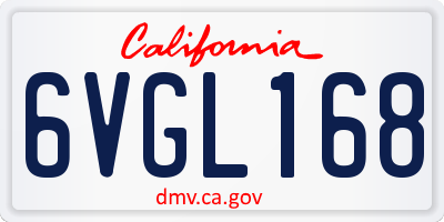 CA license plate 6VGL168