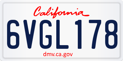 CA license plate 6VGL178