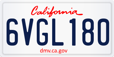 CA license plate 6VGL180