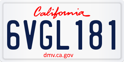 CA license plate 6VGL181