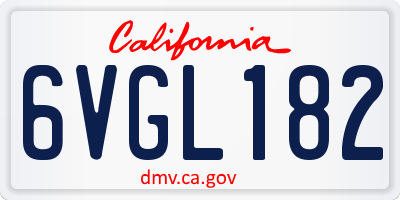 CA license plate 6VGL182