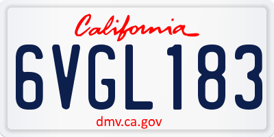 CA license plate 6VGL183