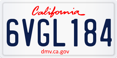 CA license plate 6VGL184