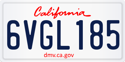 CA license plate 6VGL185