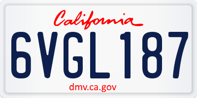CA license plate 6VGL187