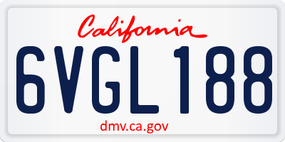 CA license plate 6VGL188