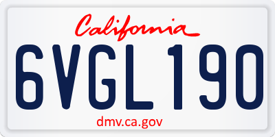CA license plate 6VGL190