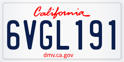 CA license plate 6VGL191