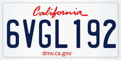 CA license plate 6VGL192