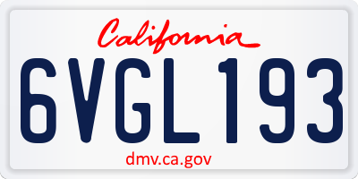 CA license plate 6VGL193