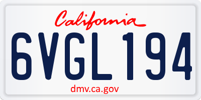 CA license plate 6VGL194