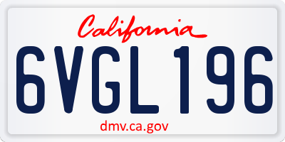 CA license plate 6VGL196
