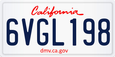 CA license plate 6VGL198