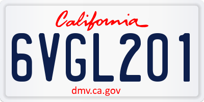 CA license plate 6VGL201