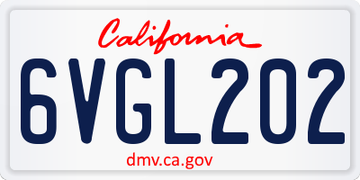 CA license plate 6VGL202