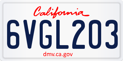 CA license plate 6VGL203