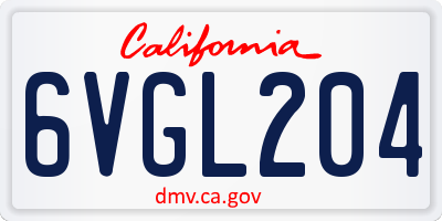 CA license plate 6VGL204