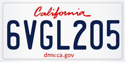CA license plate 6VGL205