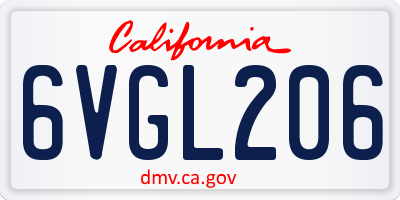CA license plate 6VGL206