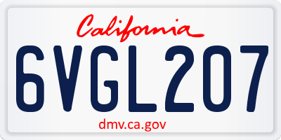 CA license plate 6VGL207