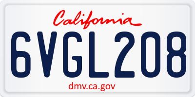 CA license plate 6VGL208